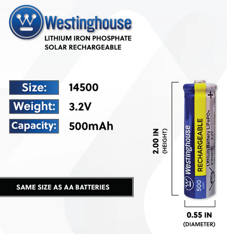 14500 Lithium battery Details 3.2v