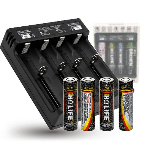 Hohm Bundle 4-Slot Charger with 4x Hohm Life Batteries Certified