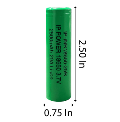 18650 Li-Ion 2500mAh IP-25R Size