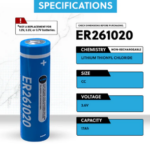 ER261020 3.6V 17Ah Double C Lithium Thionyl Chloride Battery - details