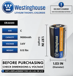 ER26500 C Size  battery size 