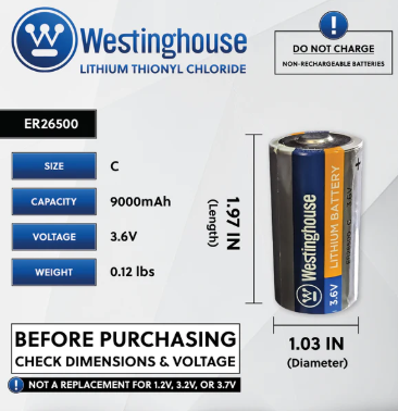 ER26500 C Size  battery size 