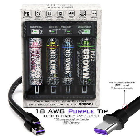 Hohm Bundle 4-Slot Charger with 4x Hohm Life Batteries Certified