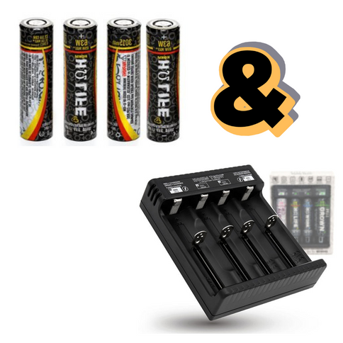Hohm Bundle 4-Slot Charger with 4x Hohm Life Batteries Certified