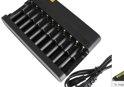 10 Slot Battery Charger for 18650, 21700, 20700 and more