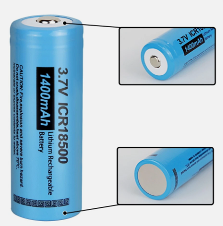 ICR18500 Button Top 1400mAh 3.7V Li-Ion Rechargeable Battery (4 Pack)