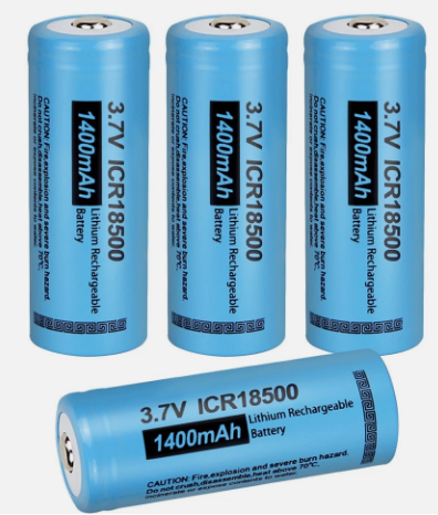ICR18500 Button Top 1400mAh 3.7V Li-Ion Rechargeable Battery (4 Pack)